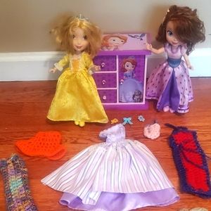 Disney's Sofia The First And Princess Amber Dolls (2 dolls), Jewelry Box & Book!